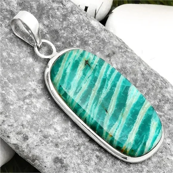 Russian Amazonite sterling silver pendants - Picture 3 of 5